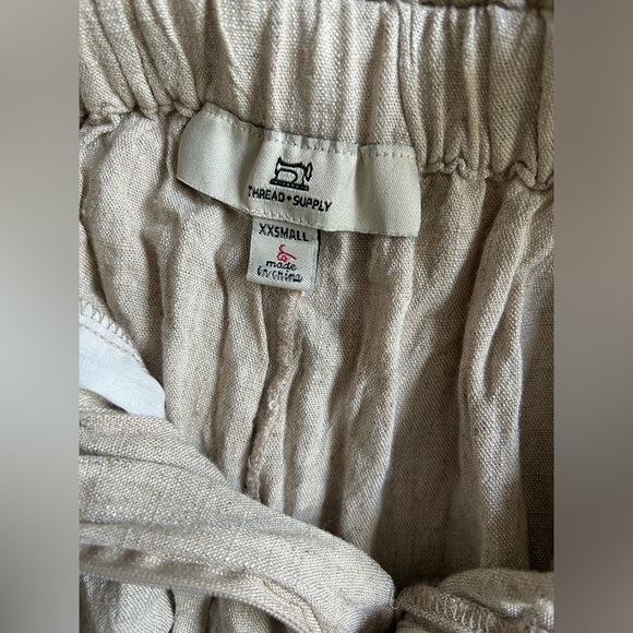 NWOT- Thread & Supply- Linen Blend Paper Bag Wide Leg Pants (Wheat)- Size XXS - Picture 2 of 8
